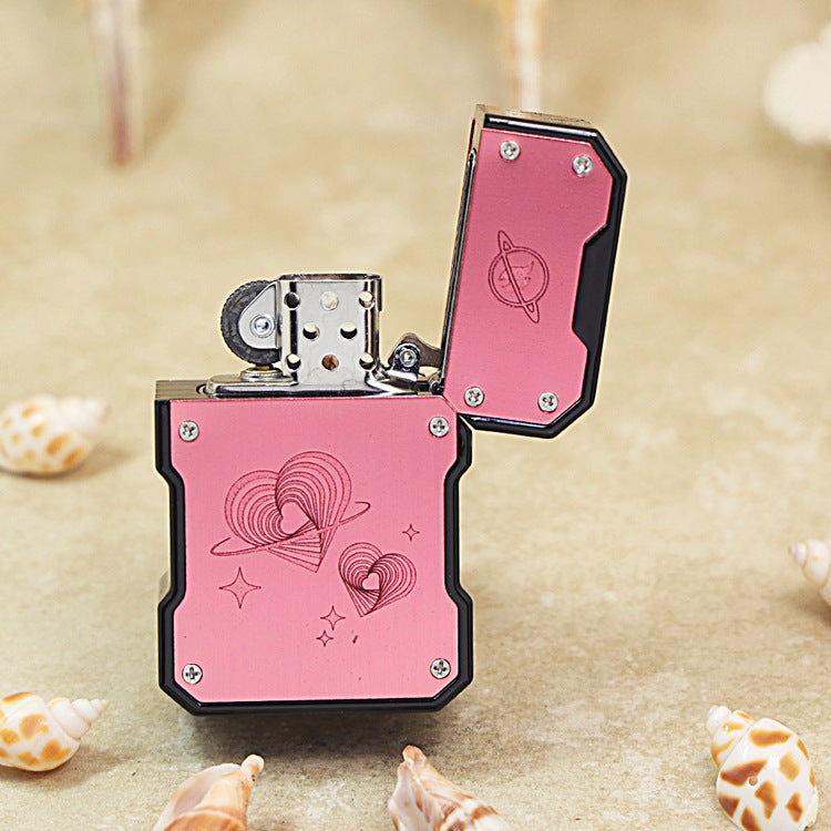 Zippo Heavy Relief Pink Mecha Style Planetary Heart Case Set - CM39
