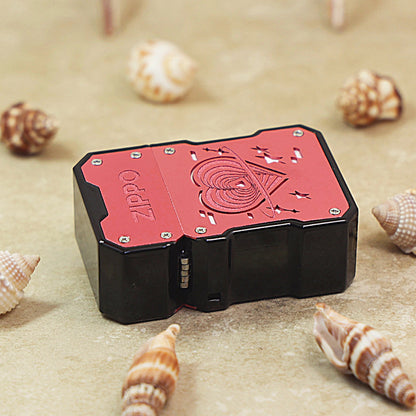 Zippo Heavy Relief Pink Mecha Style Planetary Heart Case Set - CM39