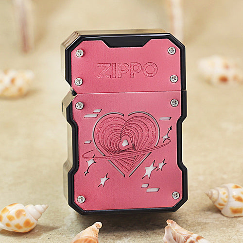 Zippo Heavy Relief Pink Mecha Style Planetary Heart Case Set - CM39