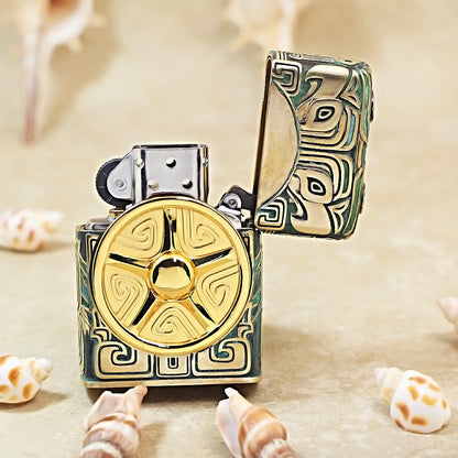 Zippo Heavy Relief Sanxingdui Golden Mask and Bronze Patina Case Set - CM25