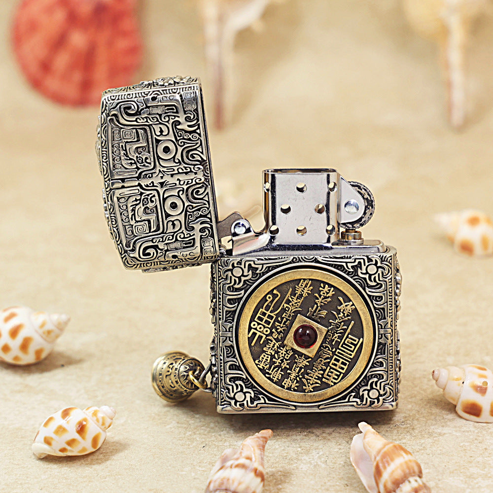 Zippo Heavy Relief Silver Mountain Ghost Charm Coin Case - CM44