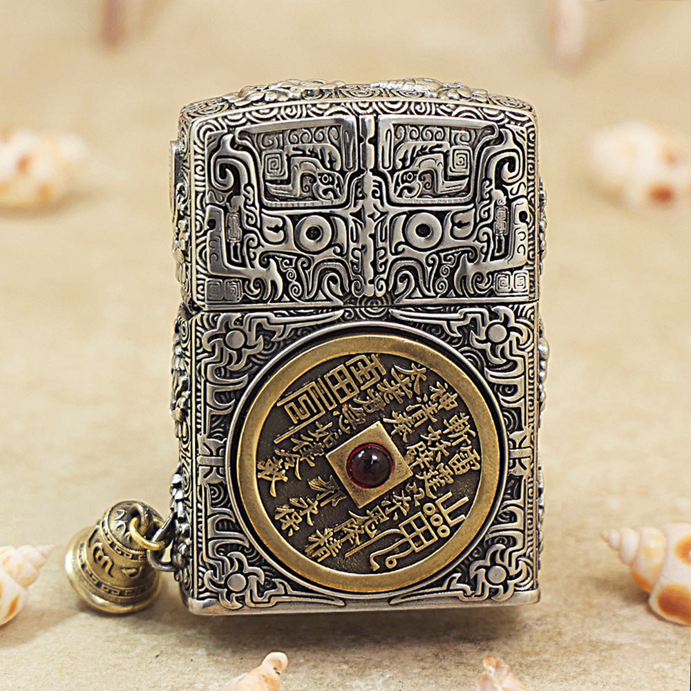 Zippo Heavy Relief Silver Mountain Ghost Charm Coin Case - CM44