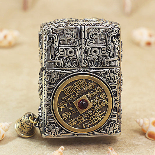 Zippo Heavy Relief Silver Mountain Ghost Charm Coin Case - CM44