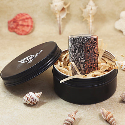 Zippo Heavy Relief Two Tone Buddha and Demon Good vs Evil Case - CM15
