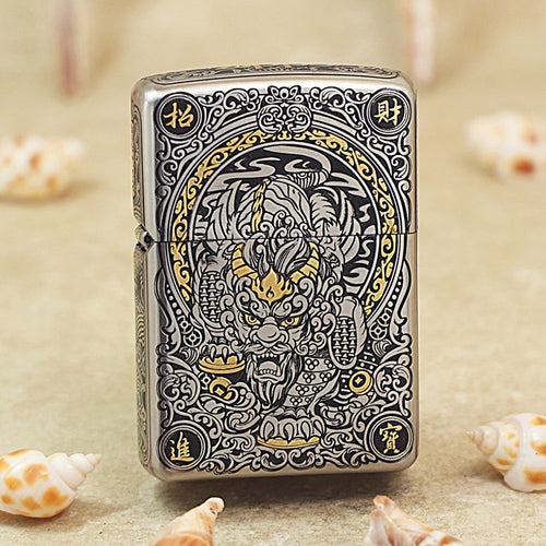 Zippo Heavy Relief Two Tone Pixiu Fortune God Case - CM24