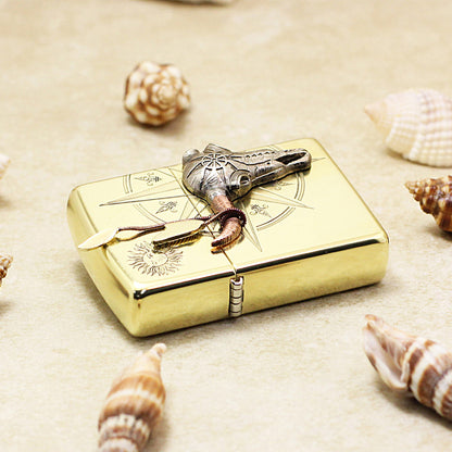 Zippo High Polish Brass Bull Skull Compass Emblem - CC125