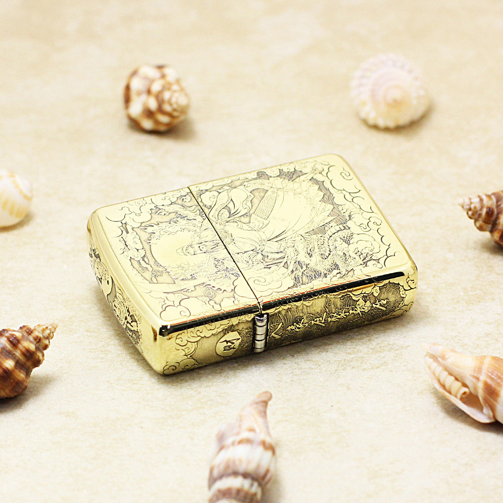 Zippo High Polish Brass Deep Engraved God of War Guan Yu - CC127