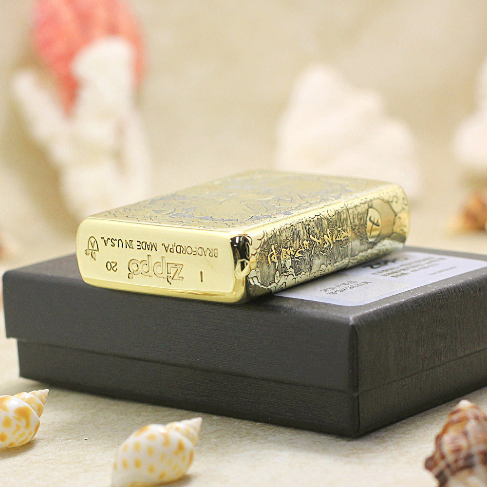 Zippo High Polish Brass Deep Engraved God of War Guan Yu - CC127