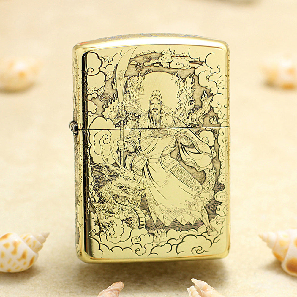 Zippo High Polish Brass Deep Engraved God of War Guan Yu - CC127
