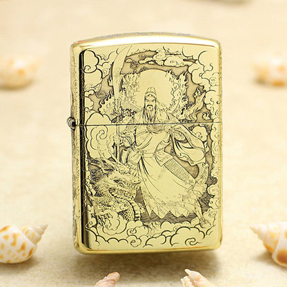 Zippo High Polish Brass Deep Engraved God of War Guan Yu - CC127