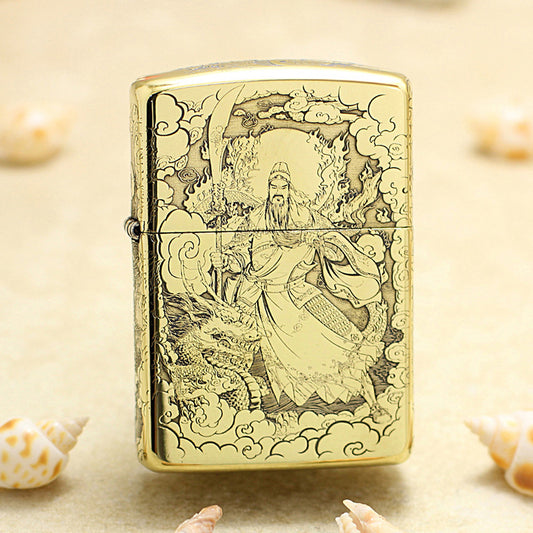 Zippo High Polish Brass Deep Engraved God of War Guan Yu - CC127