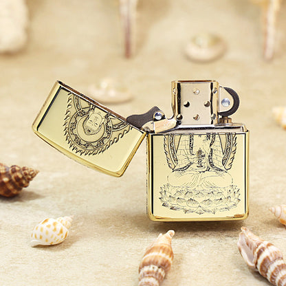 Zippo High Polish Brass Deep Engraved Seated Tathagata Buddha - CC159