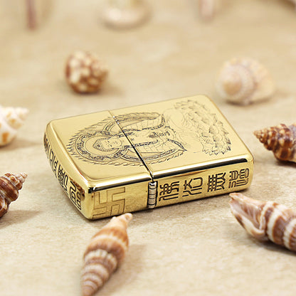 Zippo High Polish Brass Deep Engraved Seated Tathagata Buddha - CC159