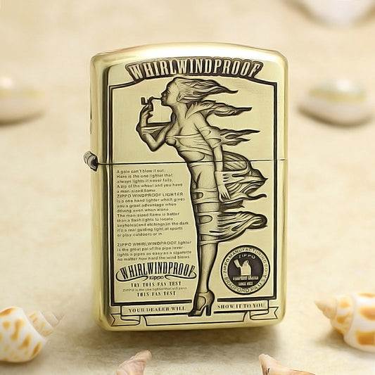 Zippo High Polish Brass Deep Engraved Whirlwindproof Pin-Up Girl - CC149