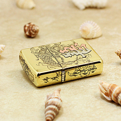 Zippo High Polish Brass Engraved Duality of Good and Evil - CC157