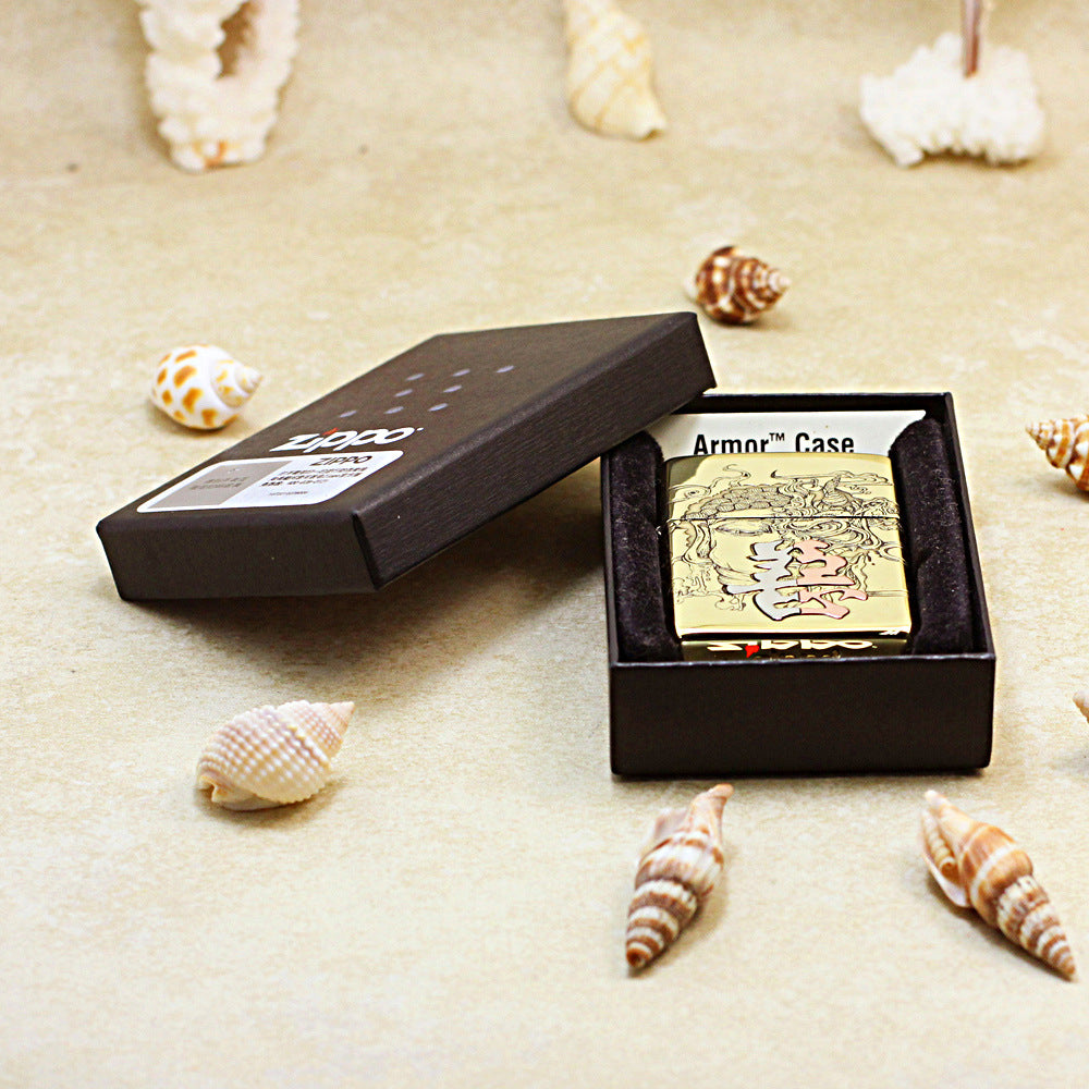 Zippo High Polish Brass Engraved Duality of Good and Evil - CC157