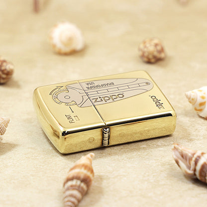 Zippo High Polish Brass Engraved Flint Mechanism Diagram - SC30