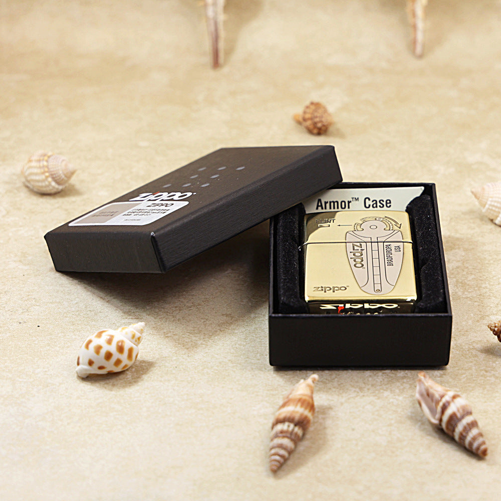 Zippo High Polish Brass Engraved Flint Mechanism Diagram - SC30