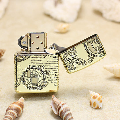 Zippo High Polish Brass Engraved Historical Logos Anniversary Design - CC150
