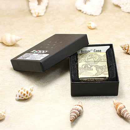 Zippo High Polish Brass Engraved Historical Logos Anniversary Design - CC150