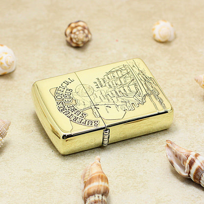 Zippo High Polish Brass Engraved Nautical Map Sailing Ship - CC146