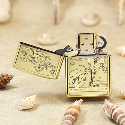Zippo High Polish Brass Engraved Pin-Up Girl Autumn Wind - CC151