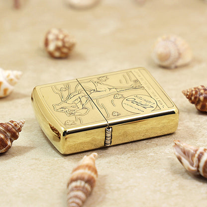 Zippo High Polish Brass Engraved Pin-Up Girl Autumn Wind - CC151