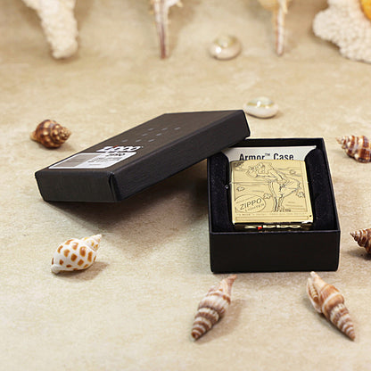 Zippo High Polish Brass Engraved Pin-Up Girl Autumn Wind - CC151