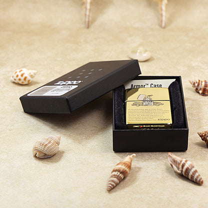 Zippo High Polish Brass Engraved Zippo Car and History - SC29