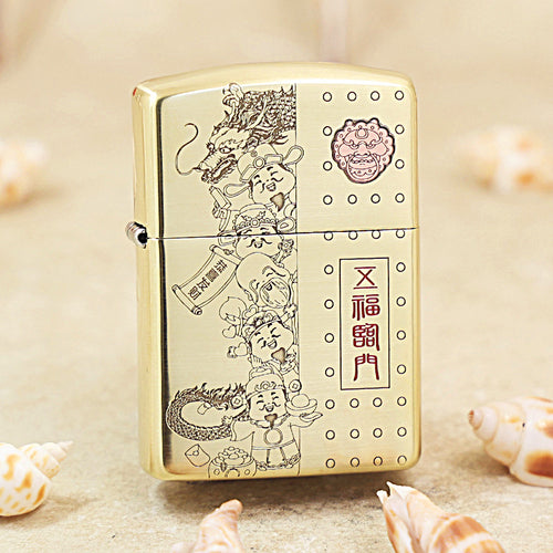 Zippo High Polish Brass Five Blessings Descend - CC90