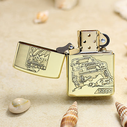 Zippo High Polish Brass 'Off-Road Jeep Adventure' - CC37
