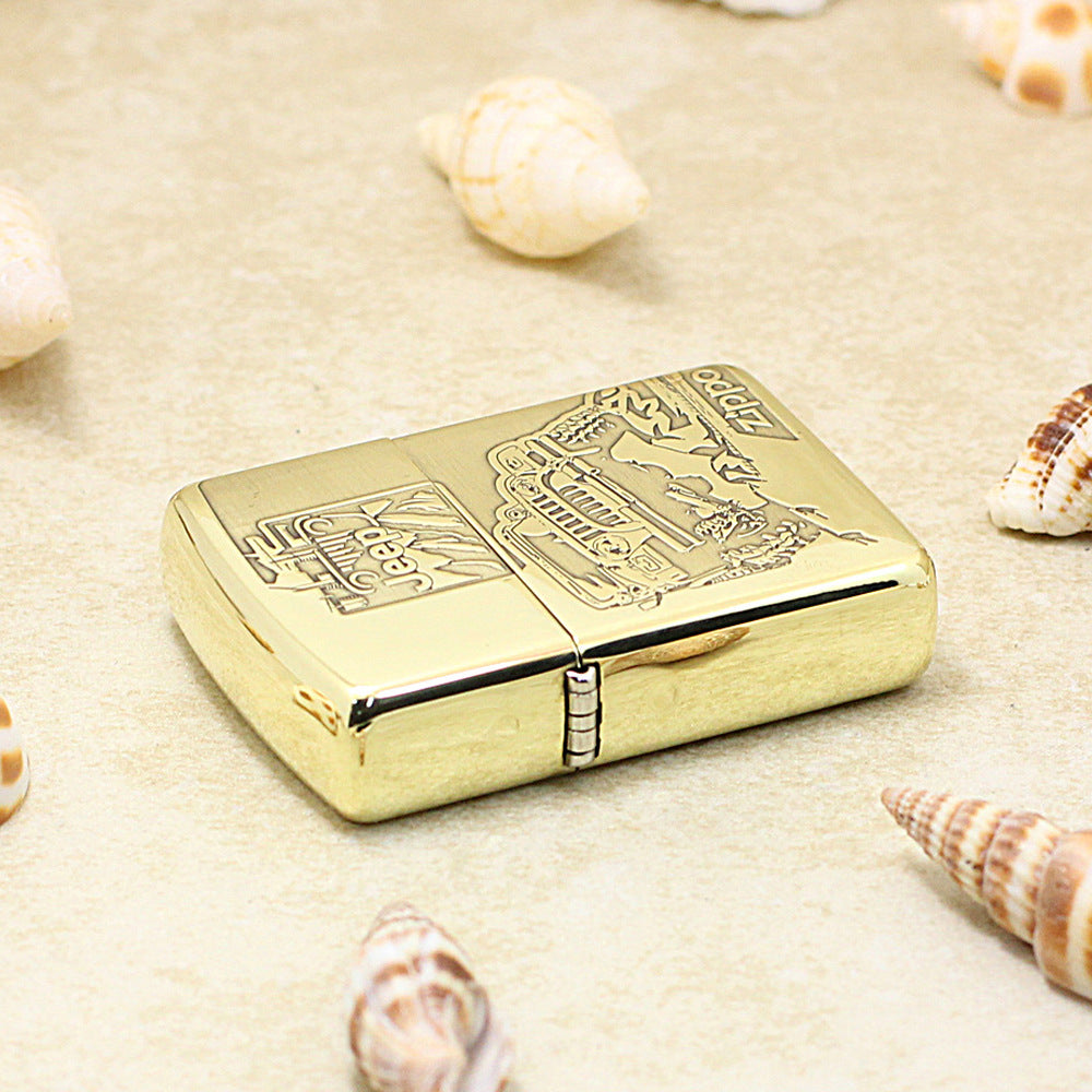 Zippo High Polish Brass 'Off-Road Jeep Adventure' - CC37