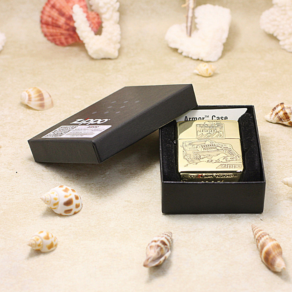 Zippo High Polish Brass 'Off-Road Jeep Adventure' - CC37