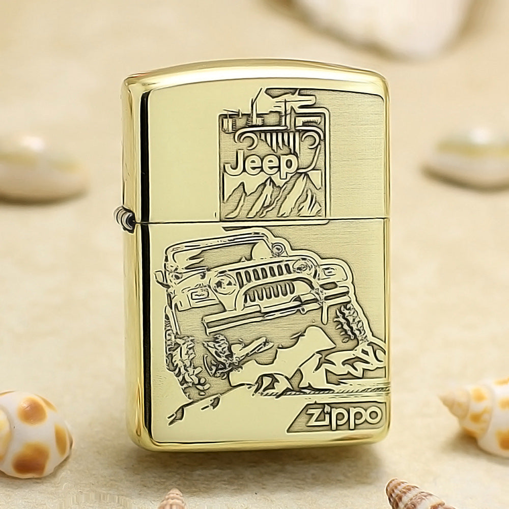 Zippo High Polish Brass 'Off-Road Jeep Adventure' - CC37