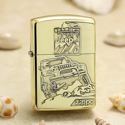 Zippo High Polish Brass 'Off-Road Jeep Adventure' - CC37