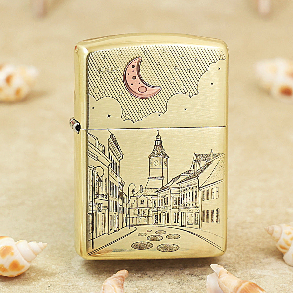 Zippo High Polish Brass The Moon and Sixpence Townscape - CC87
