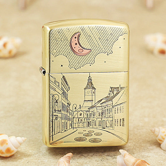 Zippo High Polish Brass The Moon and Sixpence Townscape - CC87