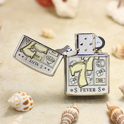 Zippo Premium Shine Steel Intricate Chiseled Lucky Slot Fever 777 - SC23