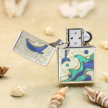 Zippo High Polish Chrome Dolphin and Mother of Pearl - CC104