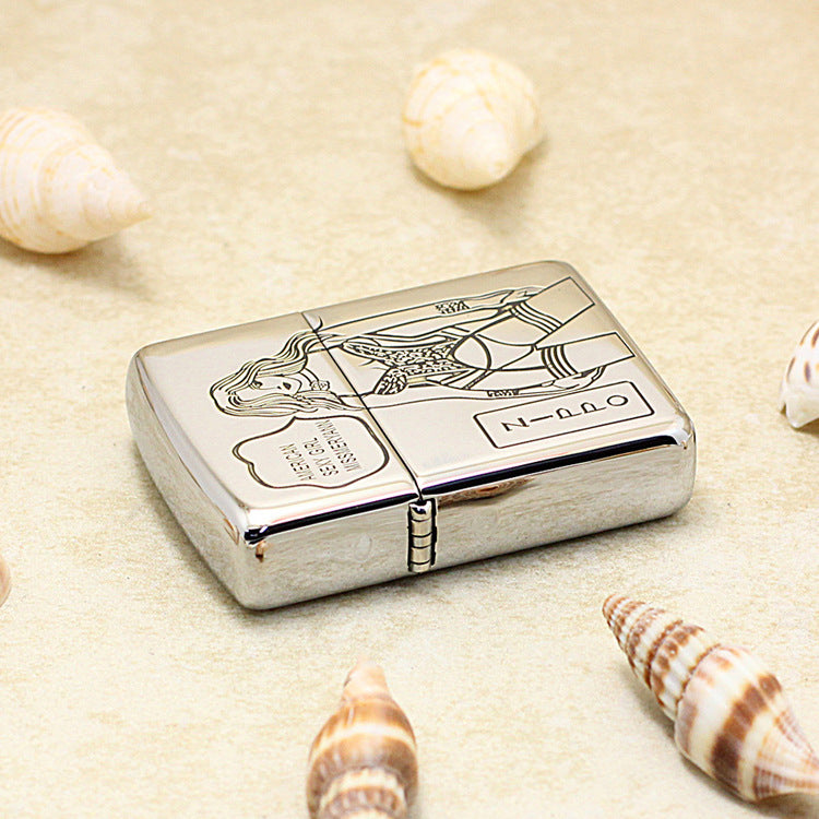 Zippo High Polish Chrome Engraved American Sexy Girl Pin-Up - SC22
