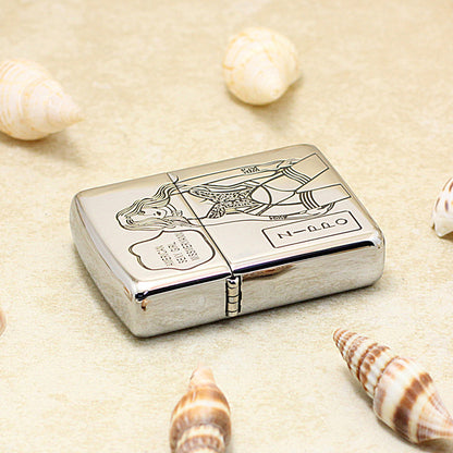 Zippo High Polish Chrome Engraved American Sexy Girl Pin-Up - SC22
