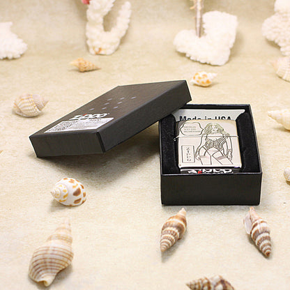 Zippo High Polish Chrome Engraved American Sexy Girl Pin-Up - SC22