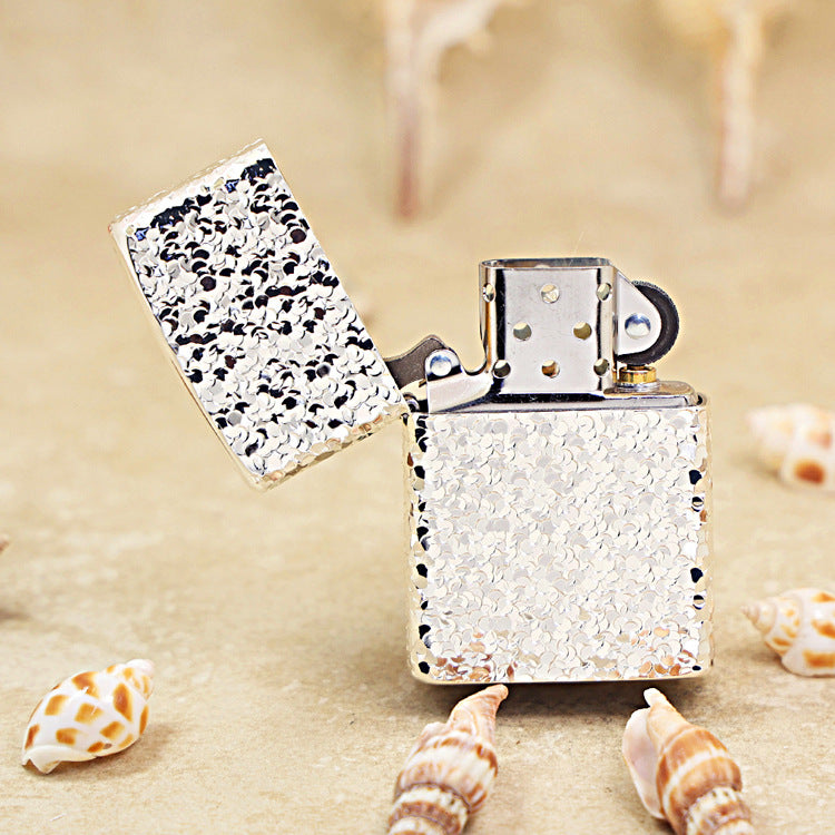 Zippo High Polish Chrome Heavy Texture Meteorite Crater - CM06