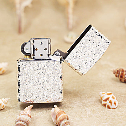 Zippo High Polish Chrome Heavy Texture Meteorite Crater - CM06