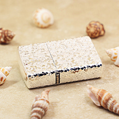 Zippo High Polish Chrome Heavy Texture Meteorite Crater - CM06