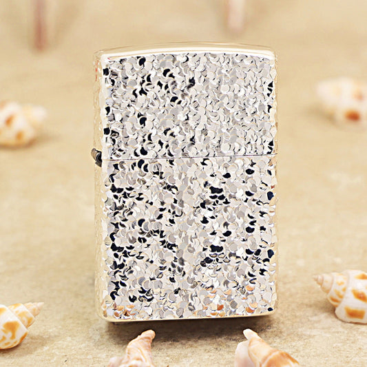 Zippo High Polish Chrome Heavy Texture Meteorite Crater - CM06