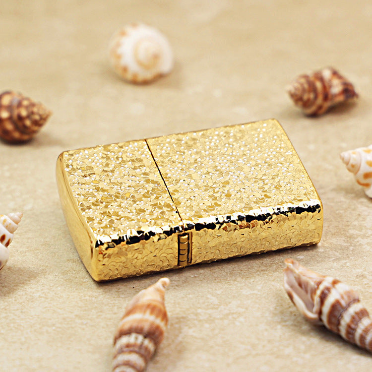 Zippo High Polish Gold Crushed Ice Texture Case - CM43