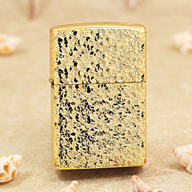 Zippo High Polish Gold Crushed Ice Texture Case - CM43