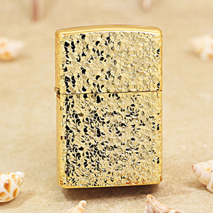 Zippo High Polish Gold Crushed Ice Texture Case - CM43
