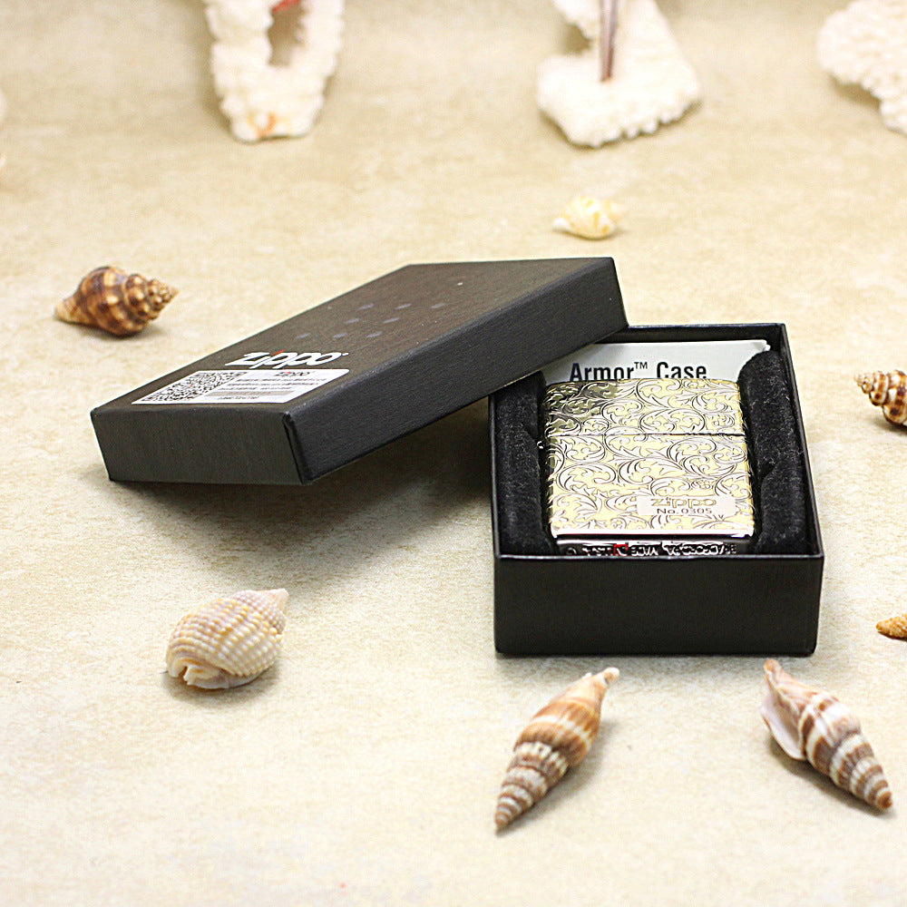 Zippo High Polish Gold Deep Carved Arabesque Scroll Limited Edition - SC06